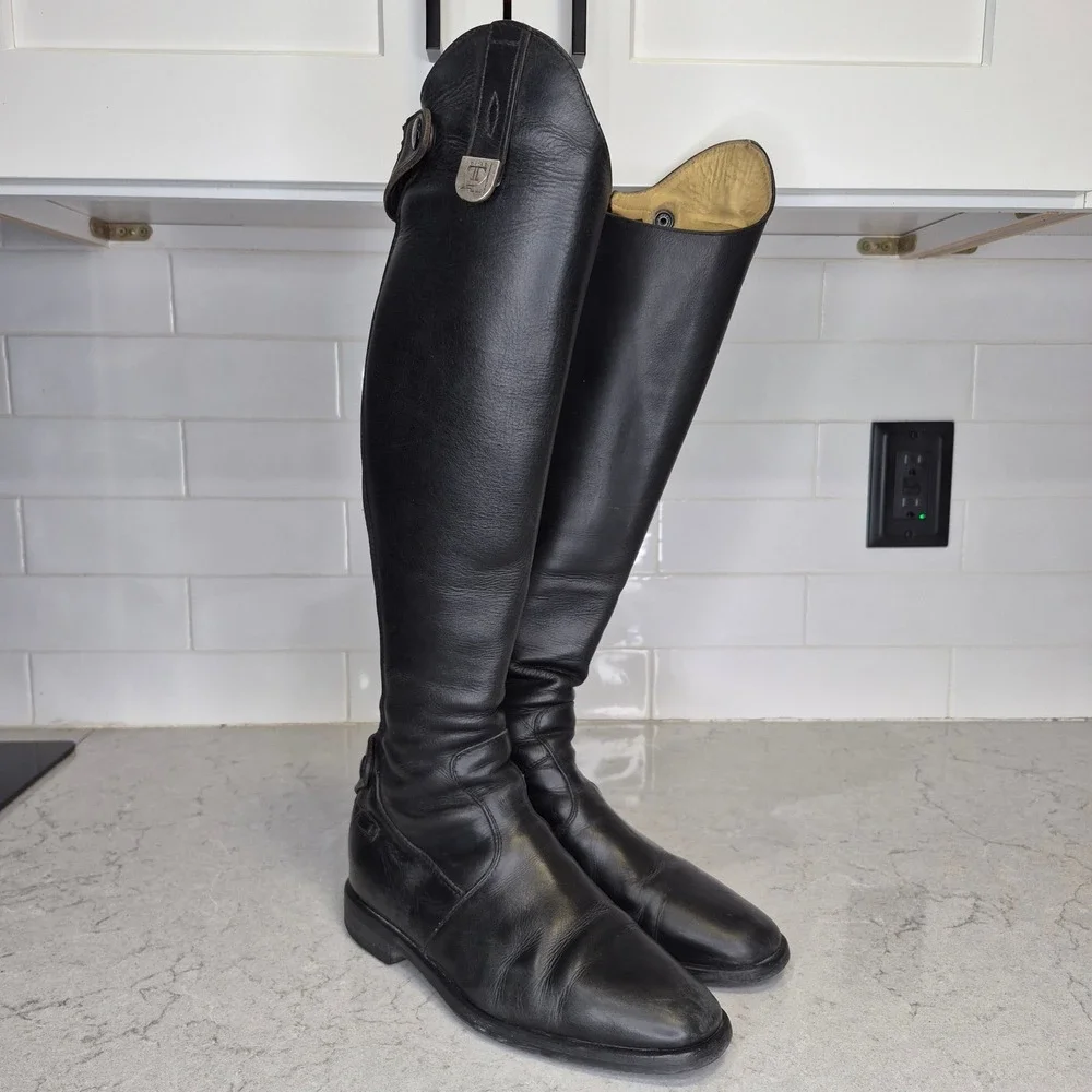 Tucci Tall Riding Boots Equestrian Leather 37 XE Black